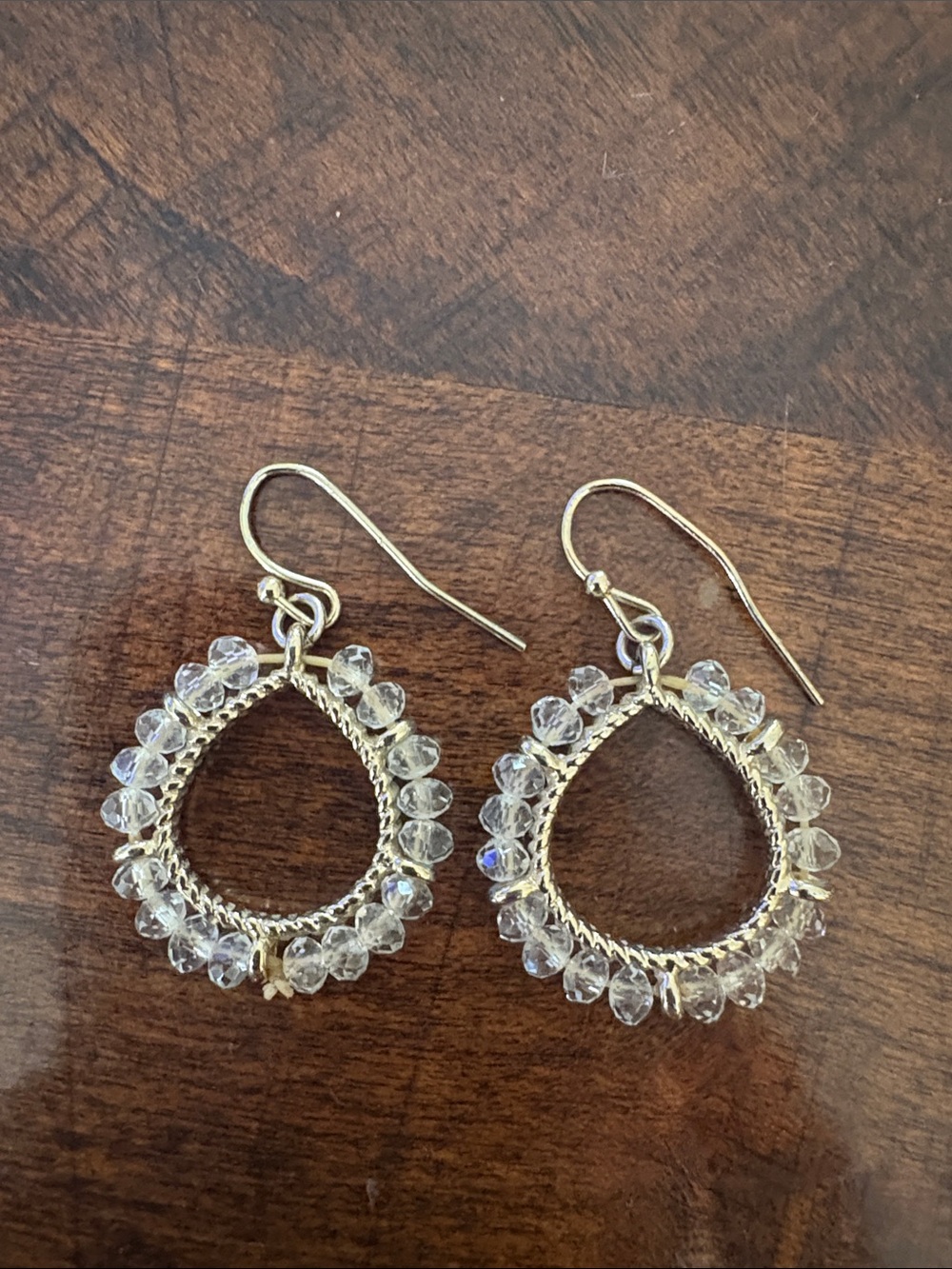 Banana Republic Gold Teardrop Earrings with Clear Beads